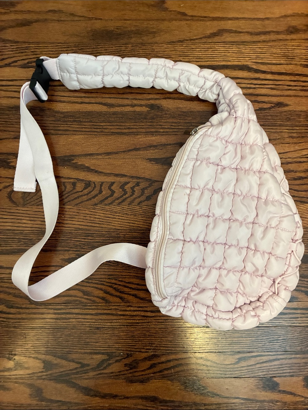 NWOT Quilted Light Pink Crossbody Bag with zipper & adjustable strap